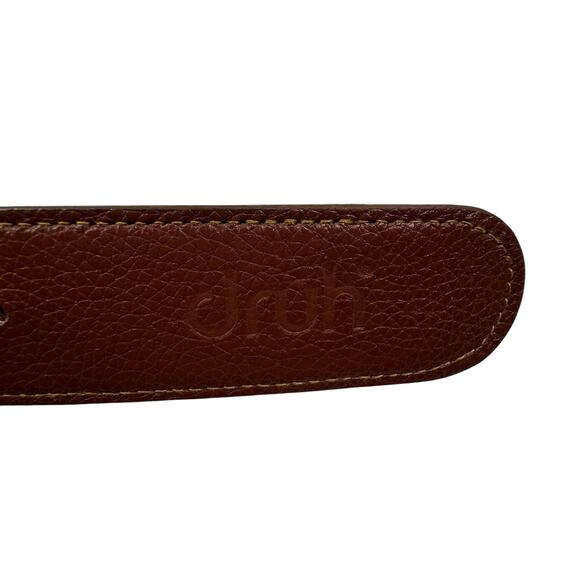 Druh Cognac Pebbled Full Grain Leather Adjustable Golf Belt Silver Buckle Men's - Picture 6 of 9